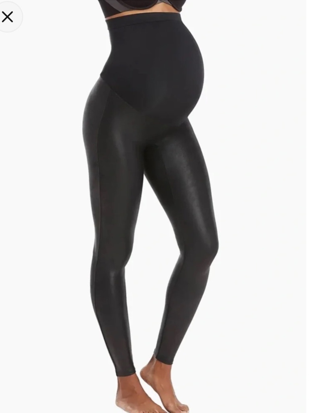 SPANX Mama Faux Leather Leggings in Very Black